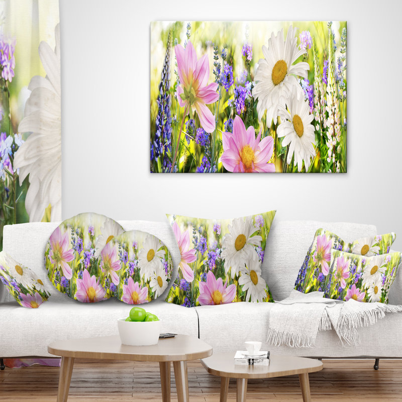Coussin à fleurs sauvages, 16 po x 1 po