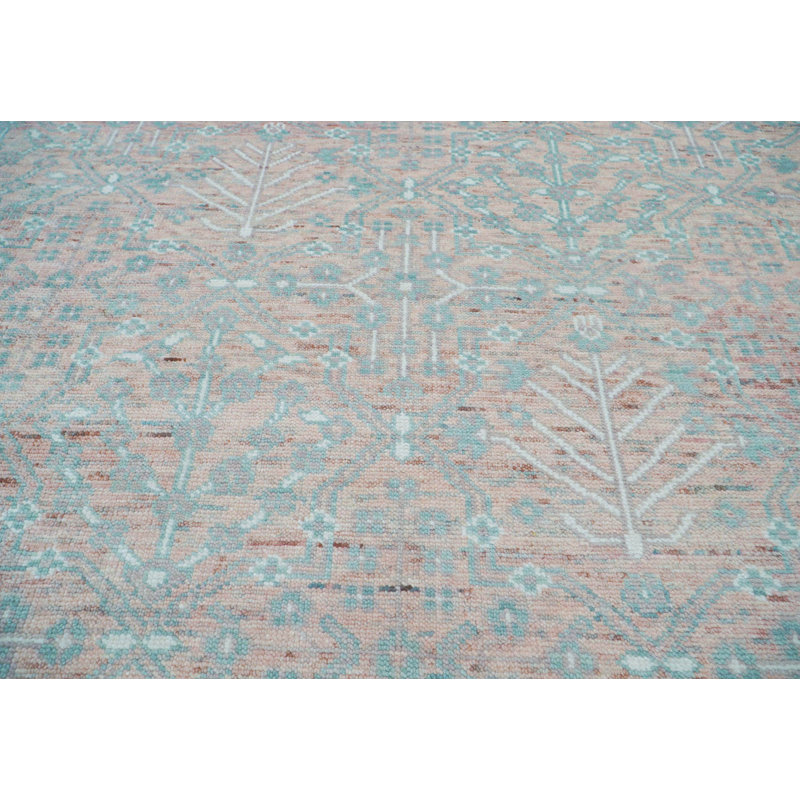 Tapis unique en laine noué à la main 10 pi 2 po x 12 pi 11 po rosé