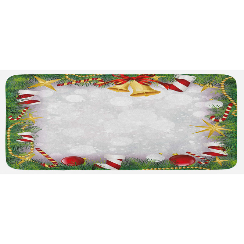Tapis de cuisine à xmas veille carol et tapis de pin jingle en forme de pin et tapis de cuisine multicolore avec image ruban