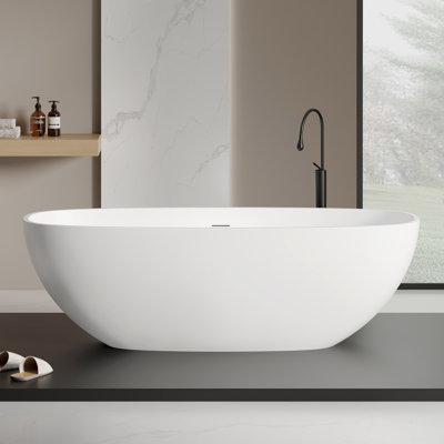 Baignoire de trempage autoportante à surface solide de 66,9 pouces KAKUSIGA