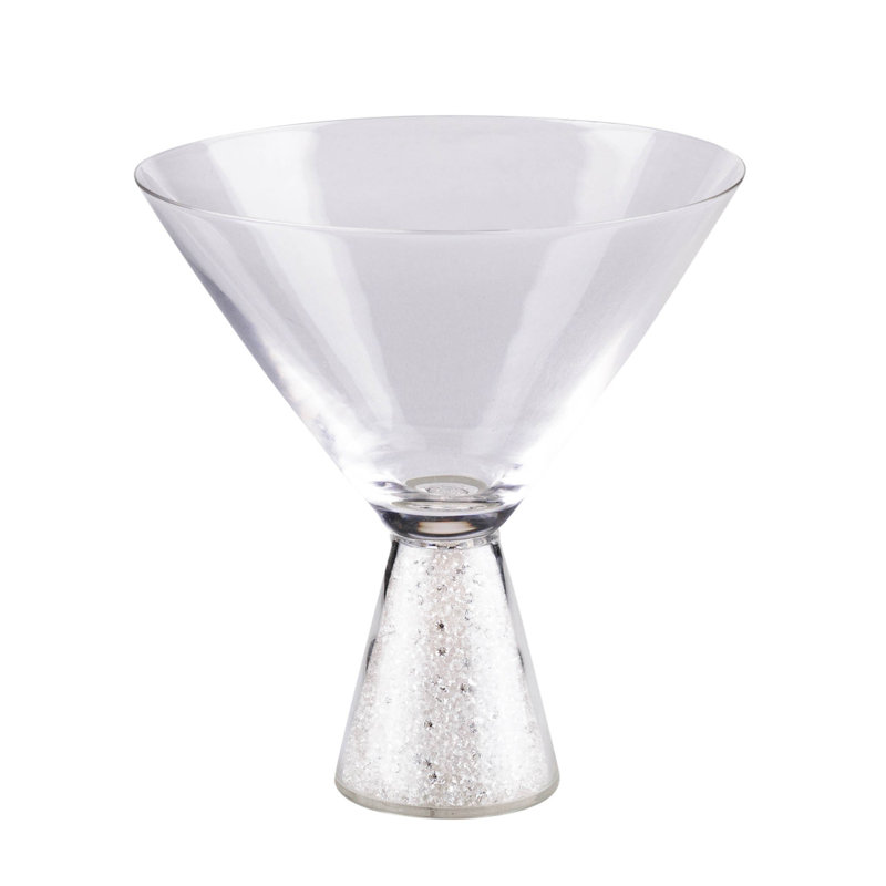 Crystal-Filled Stemless Martini Glass Set of 6