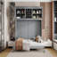 Grand lit escamotable mural avec armoires supérieures et porte-bouteilles, gris-918733578