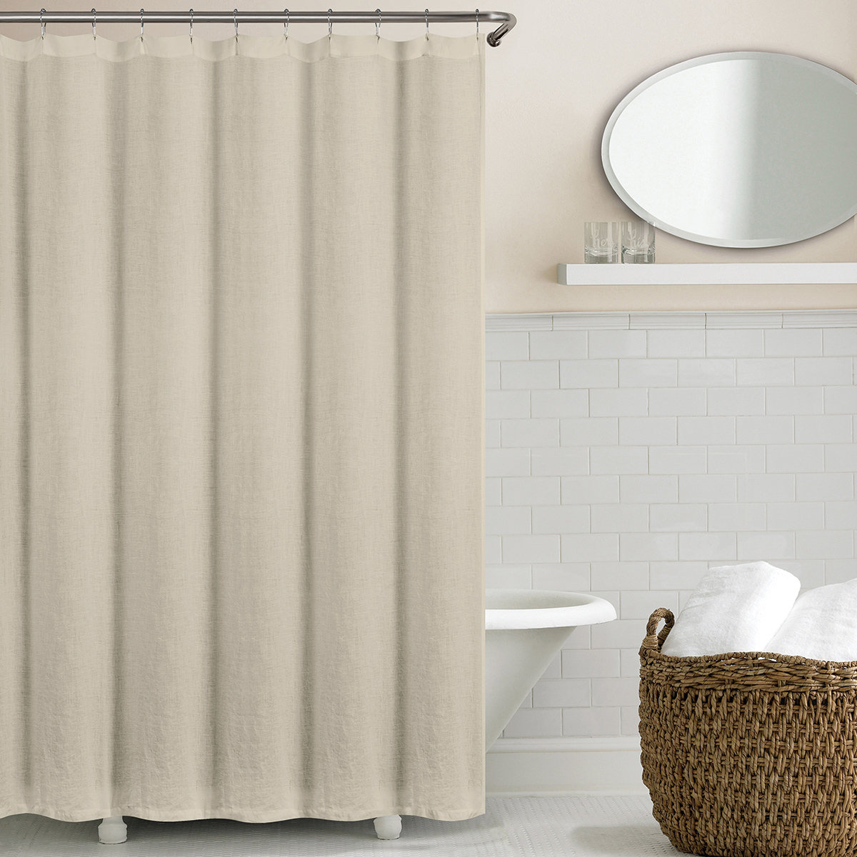 Kendo Linen Shower Curtain, Stone