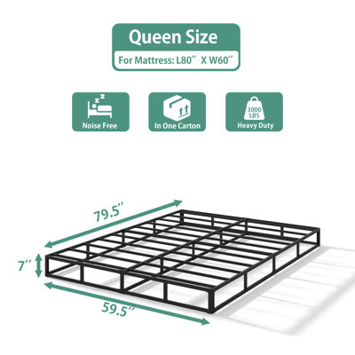 7'' Metal Box Spring Queen With Frabric Cover, Metal Frame Heavy Duty Easy Assembly