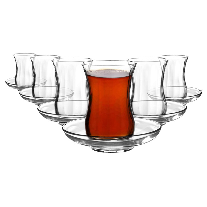 LAV - Klasik Dimpled Glass Tea Cup & Saucer - 115ml