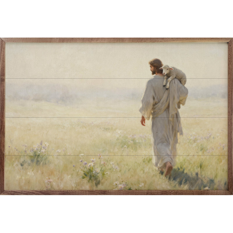 Printemps Jésus avec agneau, H 5 po x l 8 po