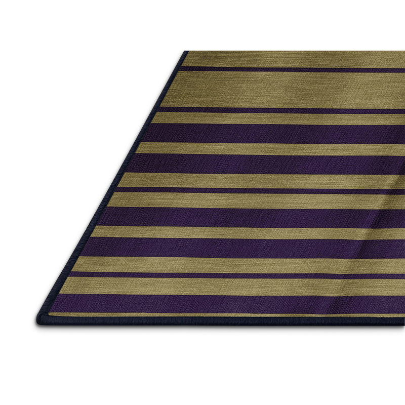 Tapis mauve à rayures horizontales lavable à la machine, Carré 5 pi