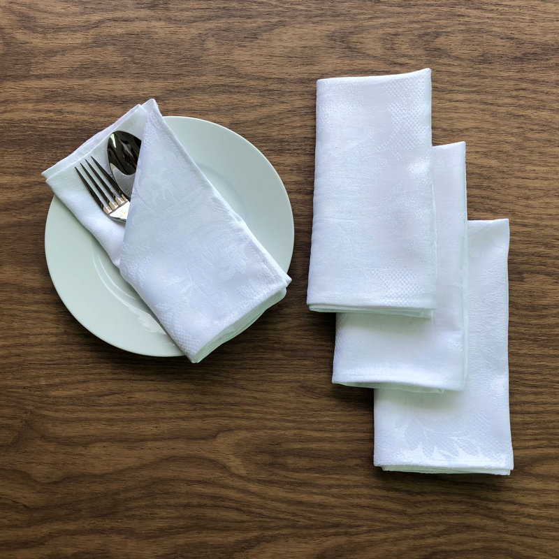 Serviette 18 po jacquard, Blanc
