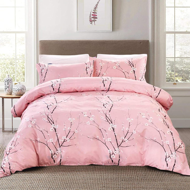 Borrego Polyester Floral Duvet Cover Set with Pillowcases