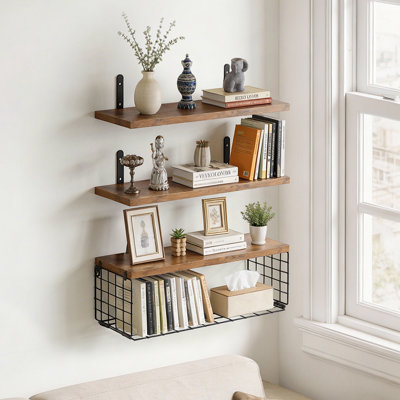 4 Piece Wood Bracket Shelf
