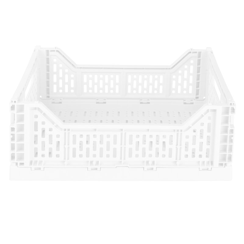 Simplify Plastic Crate, White, 5.71" H x 15.75" W x 11.81" L