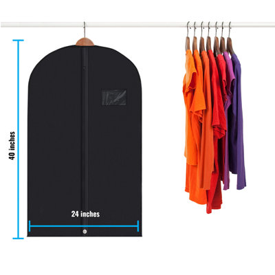 Sacs à vêtements Plixio pour le transport et le rangement de vêtements - Housse de suspension noire pour costumes, robes et plus