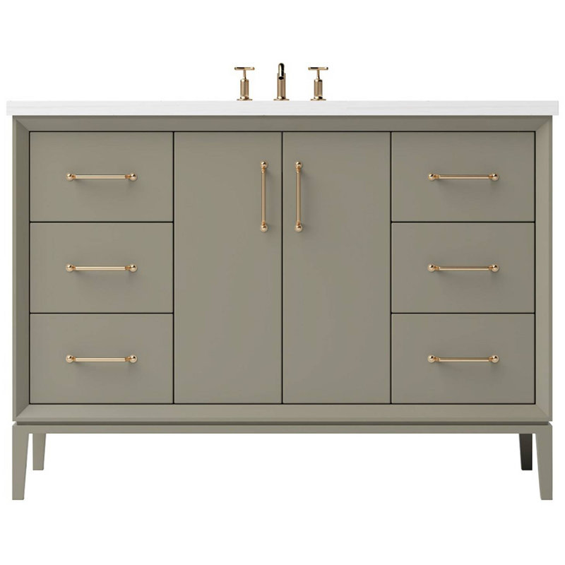 Alexandra Single Extra Wide Bath Vanity, French Olive, 48", Satin Gold
