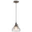 Luminaire suspendu 1 lumière bronze antique avec abat-jour en verre bullé transparent-1305748195