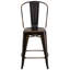 Tabouret de comptoir en métal patiné pour l'intérieur / extérieur de 24 po de hauteur Angelean - noir-651168268-620777400