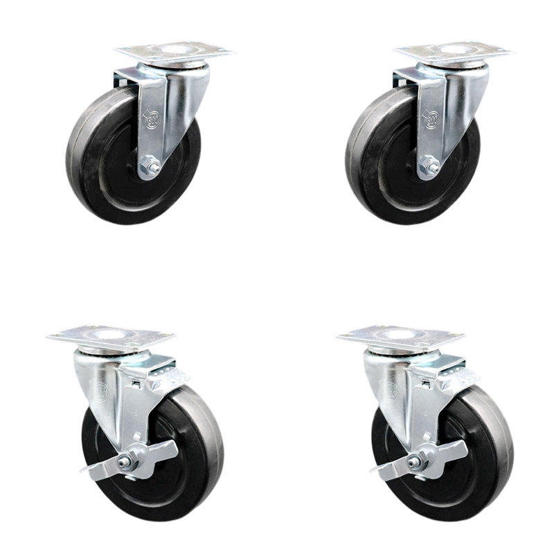 4 Piece Hard Rubber Swivel Caster Set