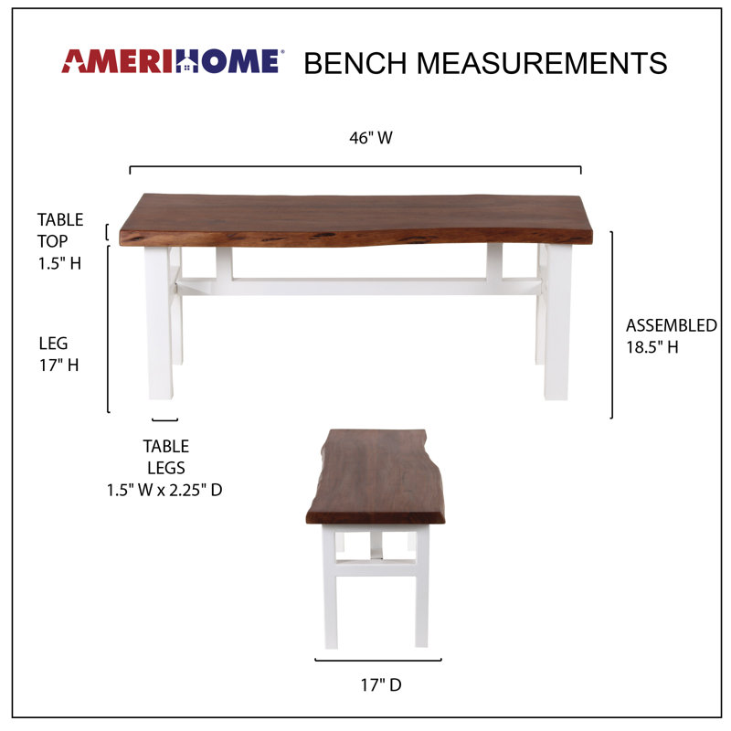 Jagoda Solid Wood Bench, White/Brown