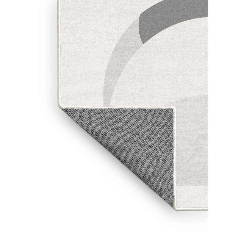 Tapis gris délavé à la machine à motif abstrait moderne et contemporain Delancey, 5 x 8