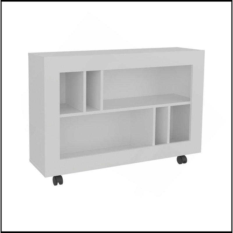 Console console, 5 tablettes, 4 roulettes, Blanc