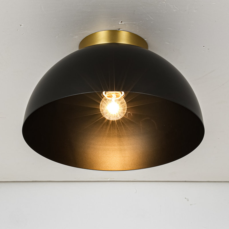 Plafonnier encastré à dôme noir mat à 1 lumière