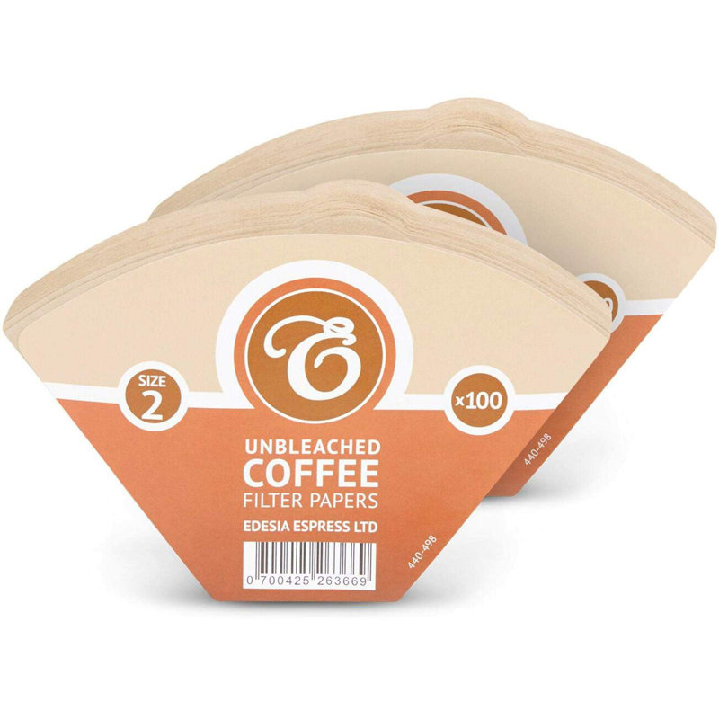 200 Size 2 Brown Unbleached Coffee Filter Paper Cones, Brown