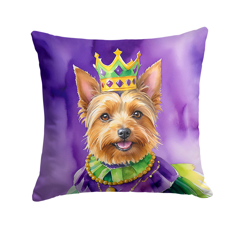 Coussin décoratif King of Mardi Gras English Springer Spaniel, Terrier australien, Carré 18 po