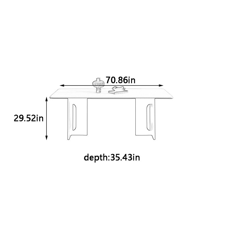 Table de salle à manger Art, 29.52"H x 70.86"L x 35.43"W