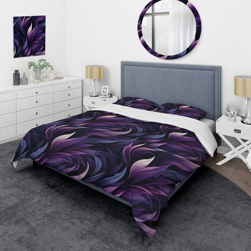 Shadowed Elegance Moody Patterns I - Ensemble de housse de couette abstrait - Microfibre de polyester