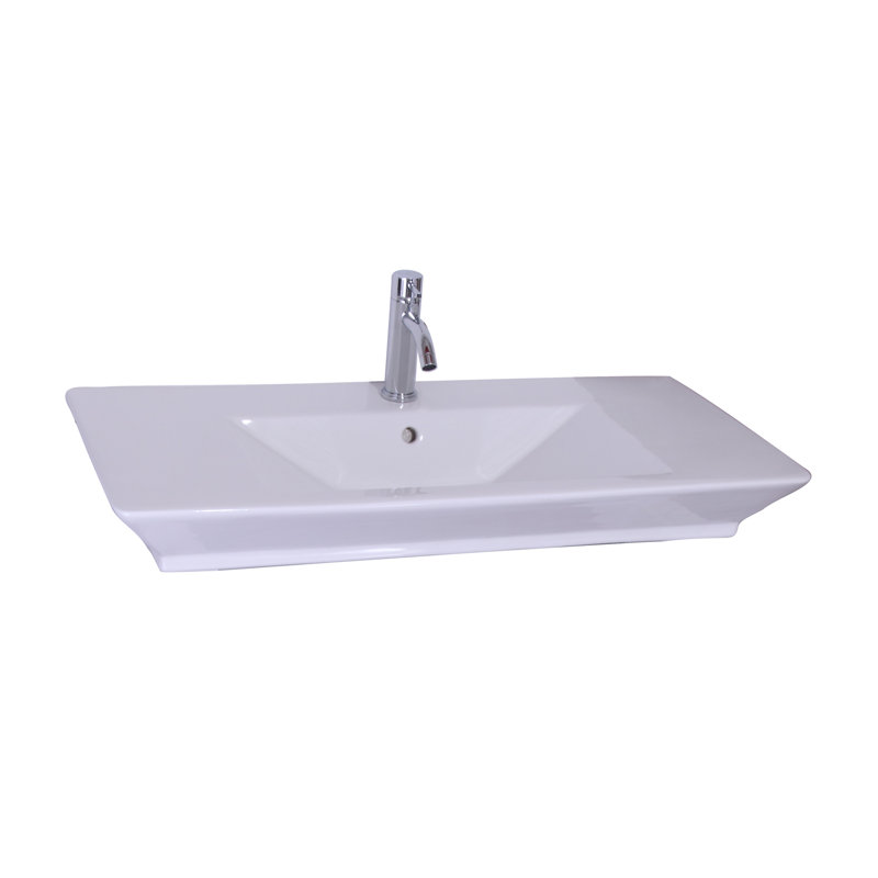 Barclay Opulence 19.38'' White Fireclay Rectangular Bathroom Sink with Overflow, Single
