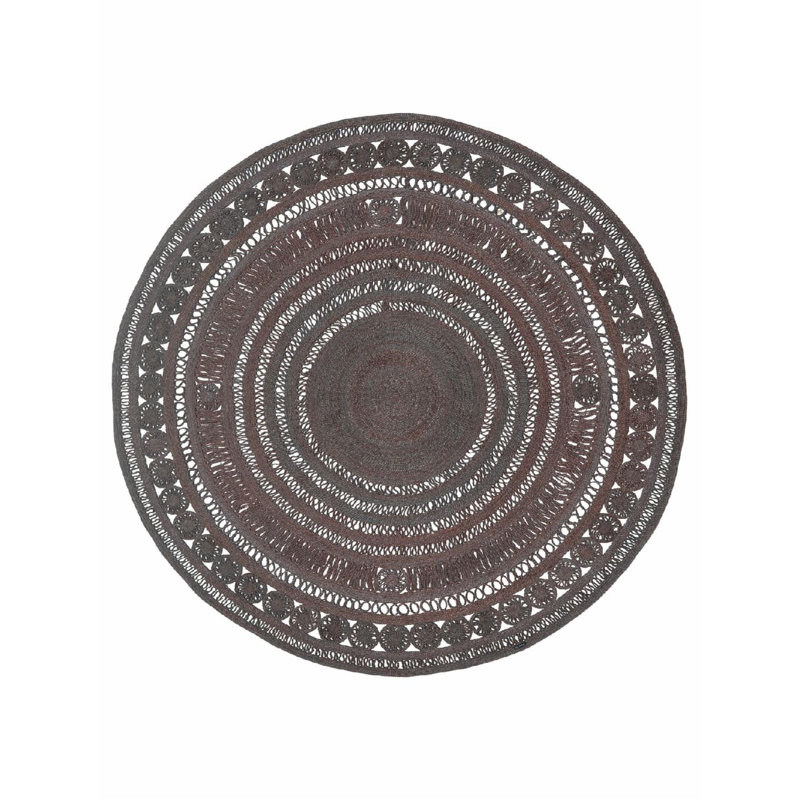 Mehndi Handmade Geometric Area Rug, Round 12'