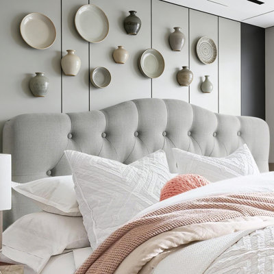 Tête de lit tapissier en lin à hauteur réglable moderne