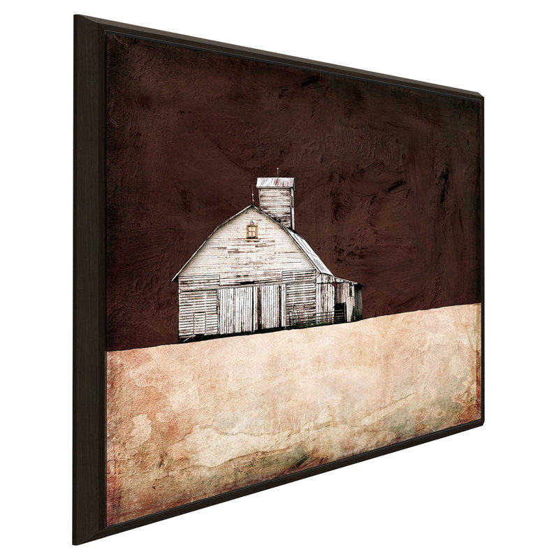 «Neutral Brown Farm», impression, H 21,5 po x l 21,5 po x P 2 po, Cadre flottant espresso