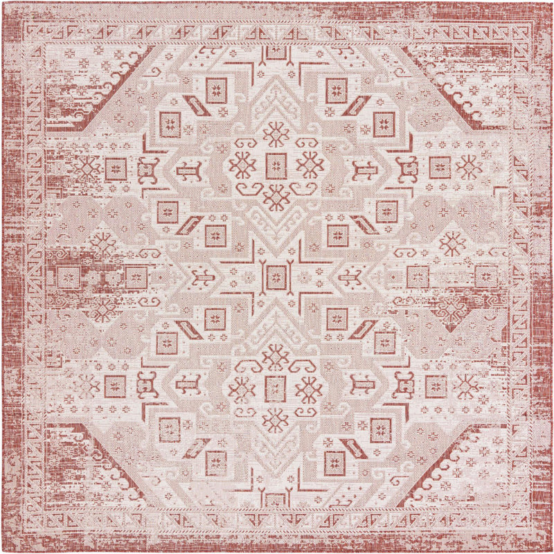 Tapis d'extérieur Chand couleur brique, Carré 10 pi