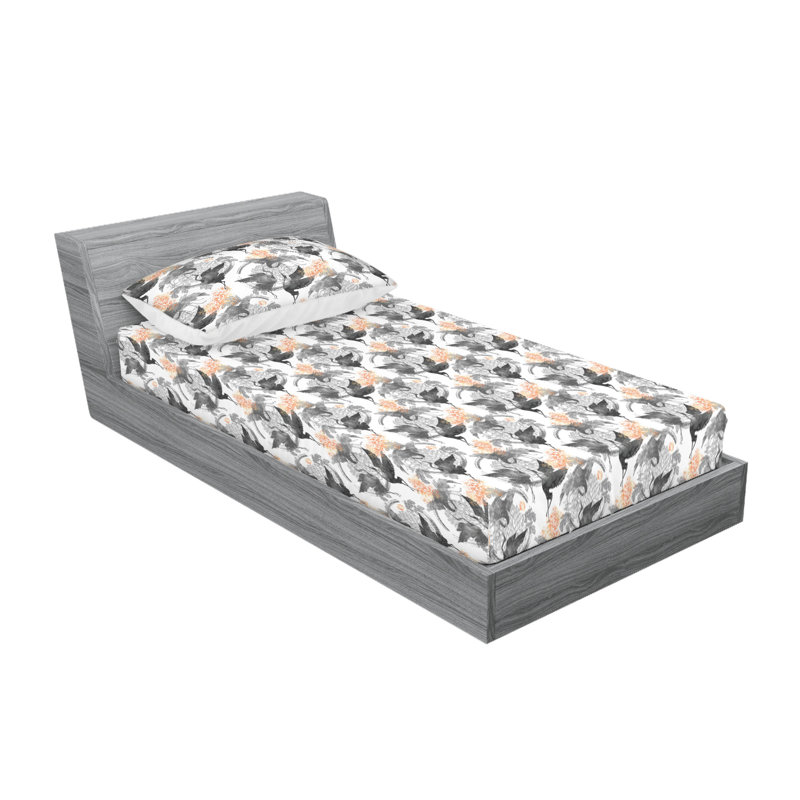 Drap-housse et taie décorative Ambesonne grues dansantes Fly Wings gris foncé pêche et blanc