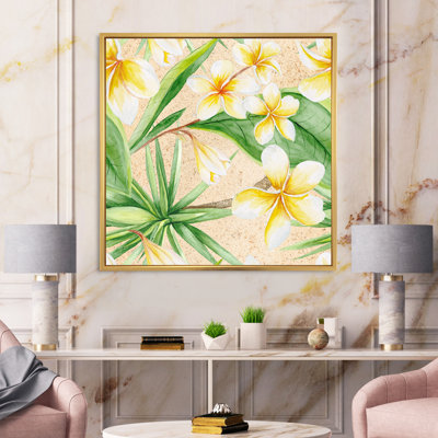" Tropical Foliage And Yellow Flowers XI " Painting Print