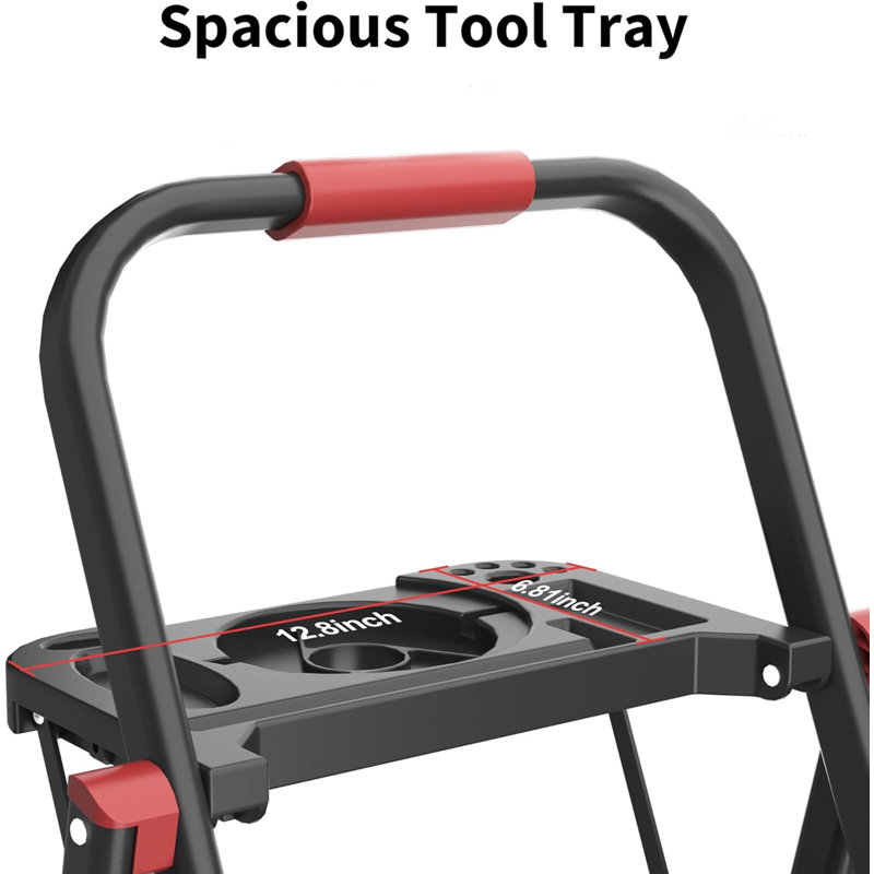 Escabeau robuste avec plateau à outils 800 lb - Tabouret pliant antidérapant en acier