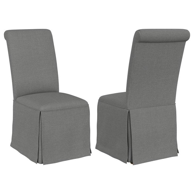 Chaise rembourrée à jupe Atalyia, Lin gris