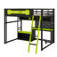 Structure contemporaine pour lit mezzanine double pleine grandeur, avec bureau, tablettes de rangement, lumières DEL, ports USB et panneau perforé-1538740092
