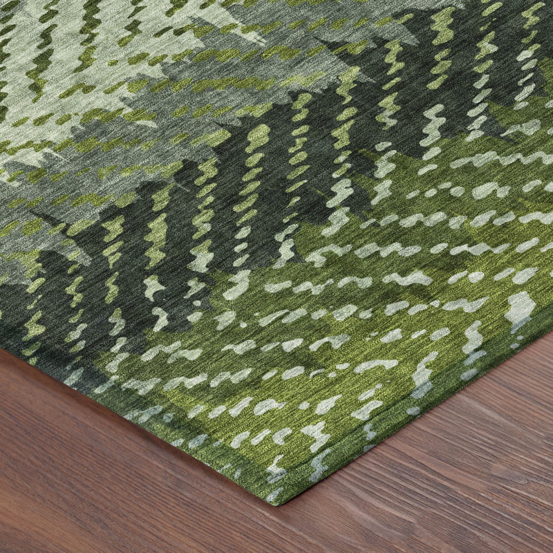 Machine Washable Indoor/Outdoor Chantille ACN2740 Striped Rug, Cactus, 8' Round