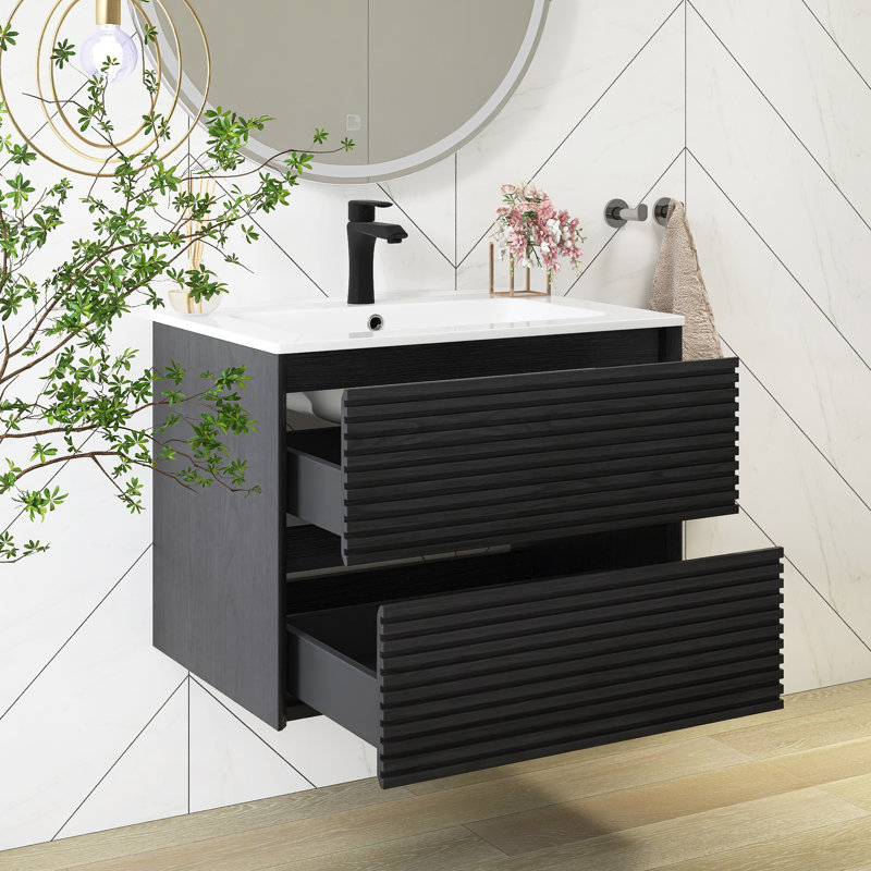 Meuble-lavabo mural 24 po avec lavabo en céramique