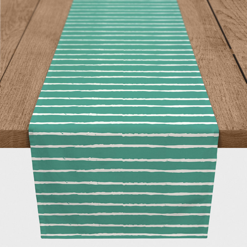 Vancouver Sketch Stripes Table Runner, 90" x 16", Teal