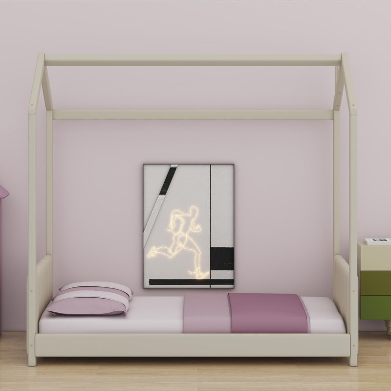 Lit en bois Velvet House, Beige