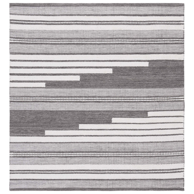 Kilim Hand Woven Performance Striped Rug, Square 6'