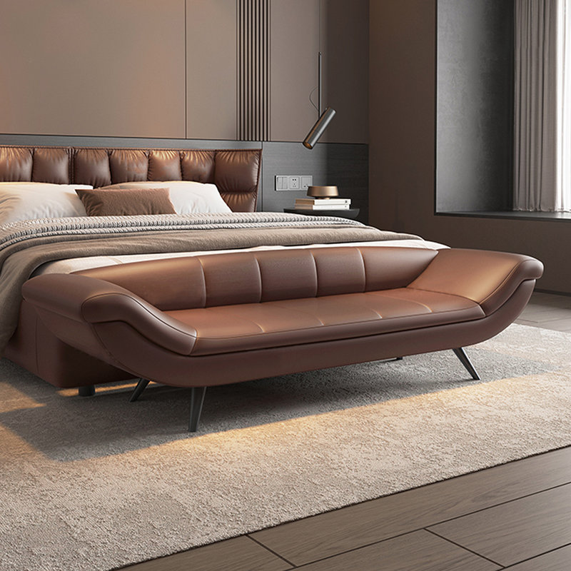 Banc en cuir brun de style moderne pour chambre et vestibule brun, Brun