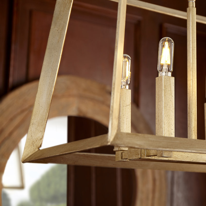 Hyperion 8 - Light Geometric Chandelier, Aged Silver Leaf