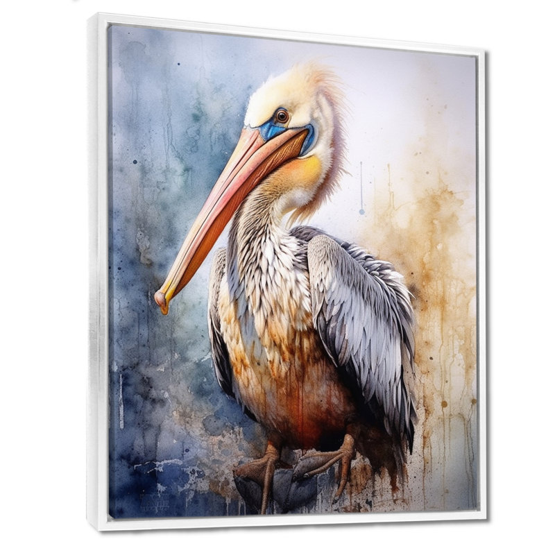 Majestic Pelican I - Imprimé, H 20 po x l 12 po x P 1 po, Cadre flottant blanc