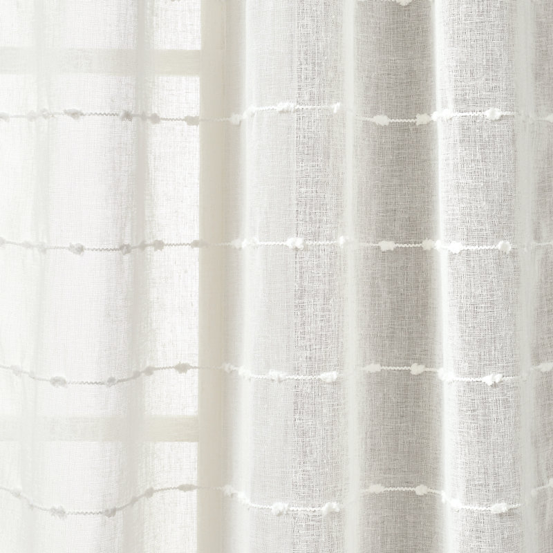 White Sheer Polyester Rod Pocket Back Tab Window Curtain Panels