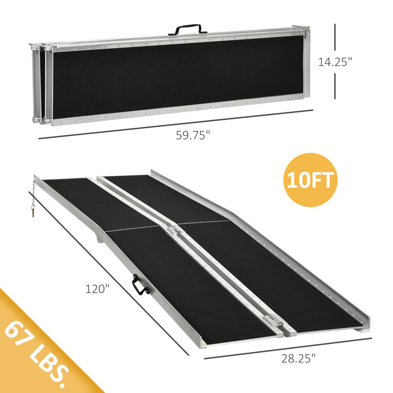 HomCom Metal Foldable 48'' L Threshold Ramp, 1.5" H x 28.25" W x 120" L