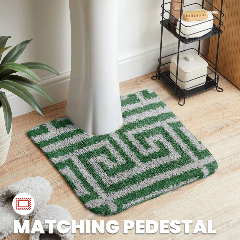 Akinori Polypropylene Plastic Non-Slip Bath Mat, Emerald