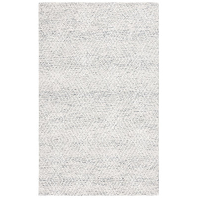Ulbertus Hand Tufted Wool/Chenil/Cotton Abstract Rug in Ivory/Gray